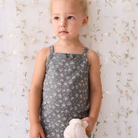 Organic Cotton Singlet - Rosalie Floral Lava Childrens Singlet from Jamie Kay USA