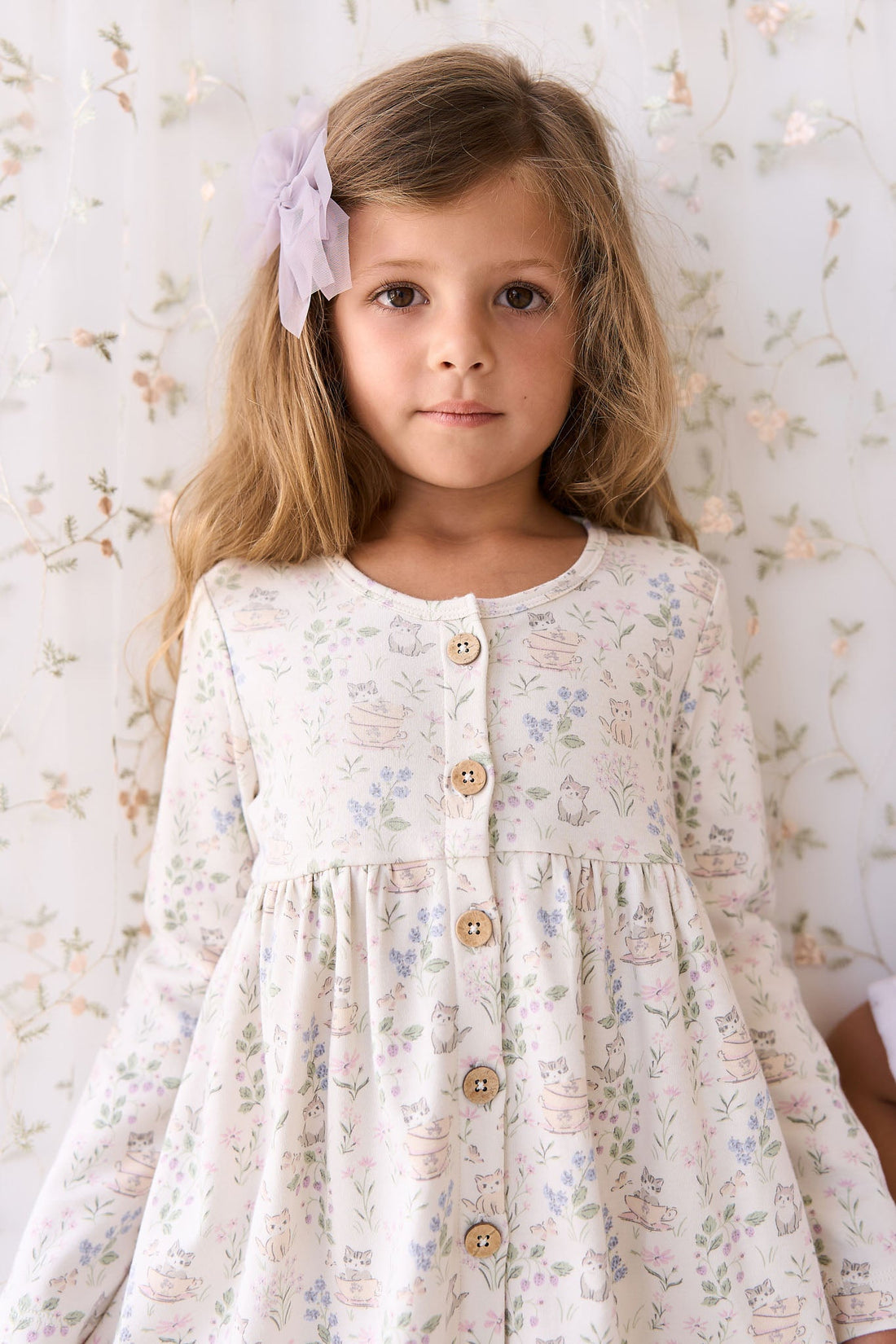 Organic Cotton Poppy Dress - Moons Garden Lavender Childrens Dress from Jamie Kay USA