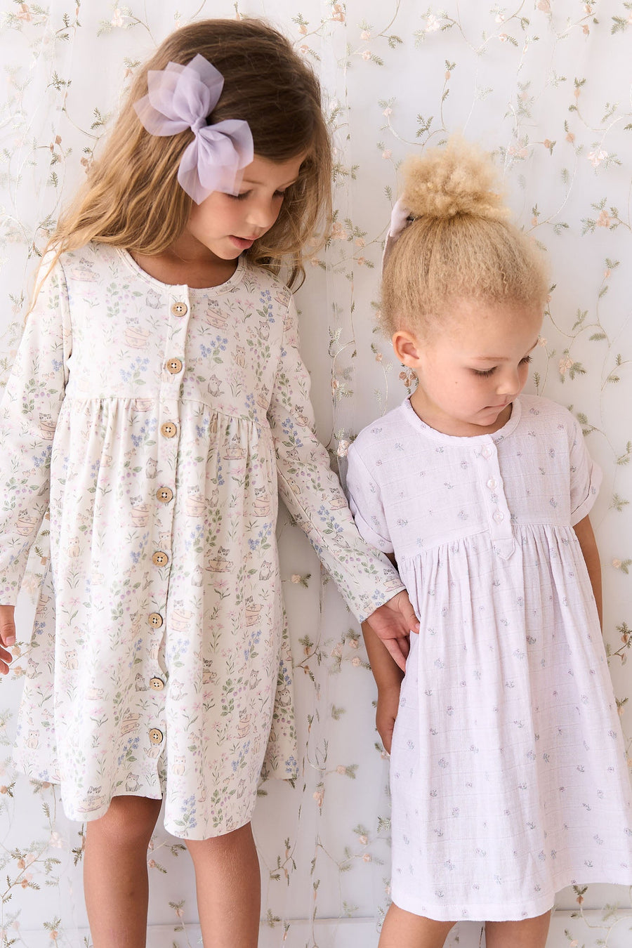 Organic Cotton Poppy Dress - Moons Garden Lavender Childrens Dress from Jamie Kay USA