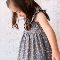 Organic Cotton Sienna Dress - Rosalie Floral Lava Childrens Dress from Jamie Kay USA