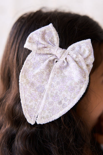 Organic Cotton Bow - Chloe Lavender Childrens Hair Bow from Jamie Kay USA