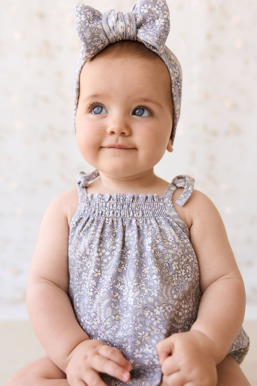 Organic Cotton Cassie Playsuit - April Lilac Childrens Playsuit from Jamie Kay USA