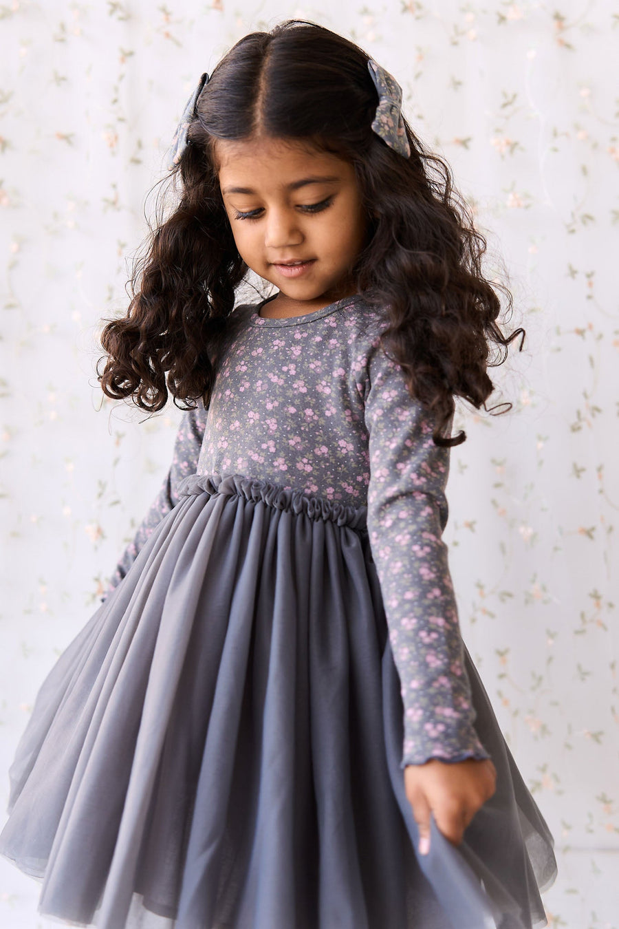 Anna Tulle Dress - Rosalie Floral Lava Childrens Dress from Jamie Kay USA