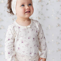 Organic Cotton Long Sleeve Top - Sweet William Floral Natural Childrens Top from Jamie Kay USA