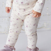 Organic Cotton Everyday Legging - Sweet William Floral Natural Childrens Legging from Jamie Kay USA