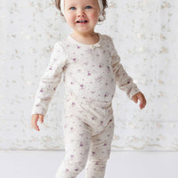 Organic Cotton Everyday Legging - Sweet William Floral Natural Childrens Legging from Jamie Kay USA