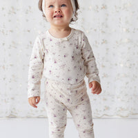 Organic Cotton Everyday Legging - Sweet William Floral Natural Childrens Legging from Jamie Kay USA