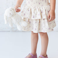 Organic Cotton Ruby Skirt - Sweet William Floral Natural Childrens Skirt from Jamie Kay USA