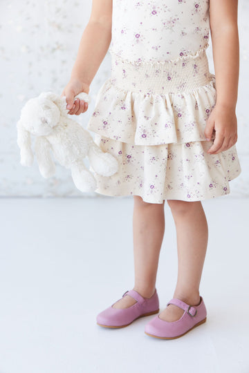 Organic Cotton Ruby Skirt - Sweet William Floral Natural Childrens Skirt from Jamie Kay USA