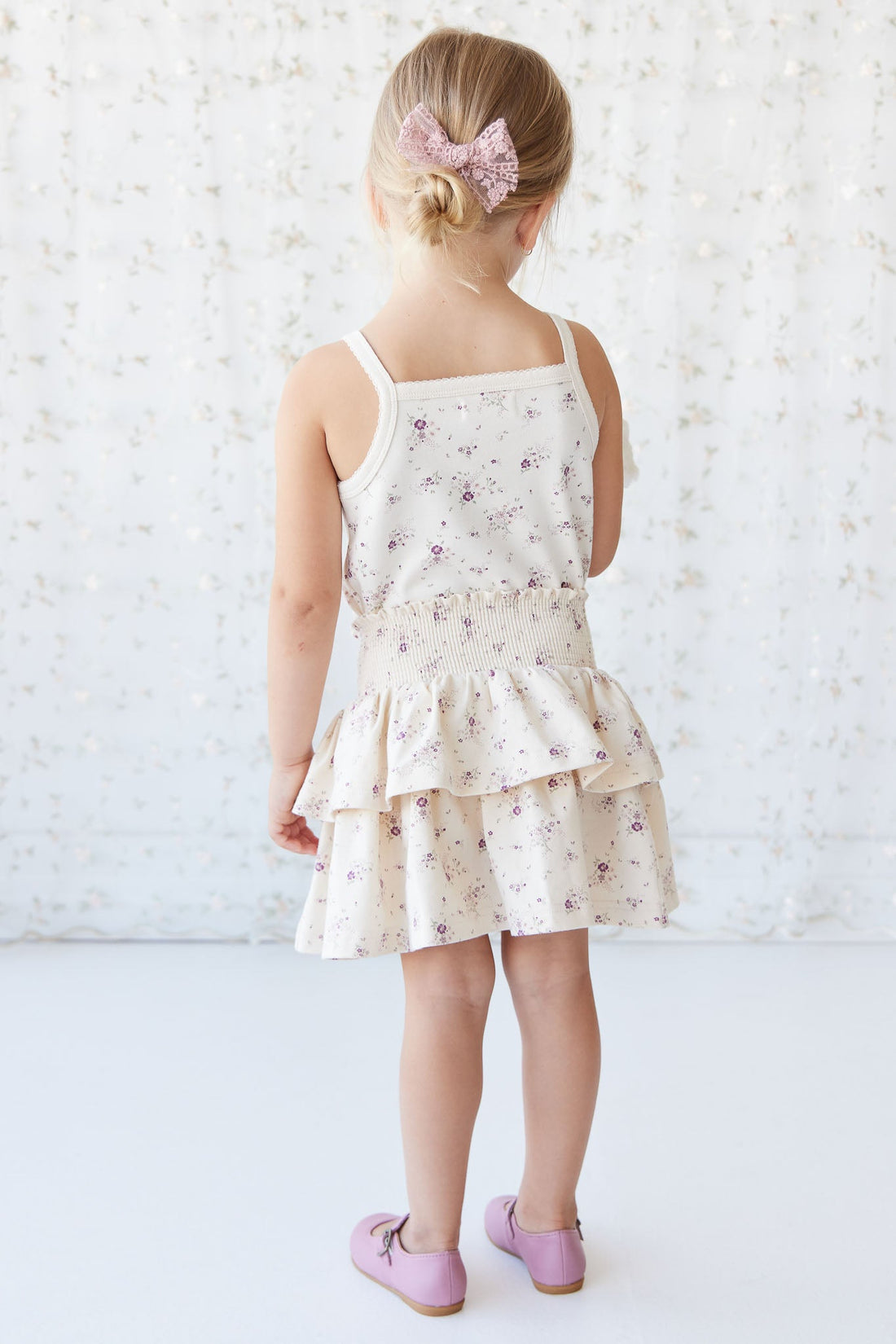 Organic Cotton Ruby Skirt - Sweet William Floral Natural Childrens Skirt from Jamie Kay USA