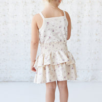 Organic Cotton Ruby Skirt - Sweet William Floral Natural Childrens Skirt from Jamie Kay USA