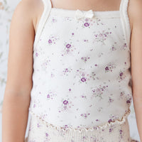 Organic Cotton Singlet - Sweet William Floral Natural Childrens Singlet from Jamie Kay USA