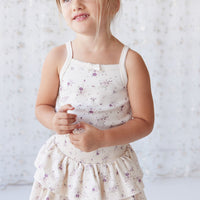 Organic Cotton Ruby Skirt - Sweet William Floral Natural Childrens Skirt from Jamie Kay USA