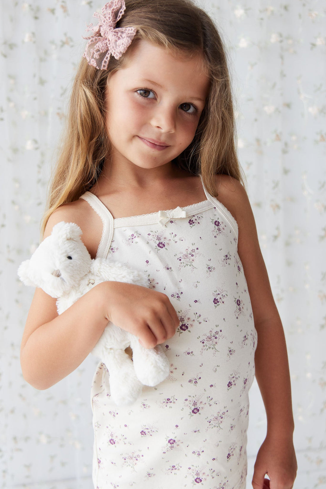 Organic Cotton Singlet - Sweet William Floral Natural Childrens Singlet from Jamie Kay USA