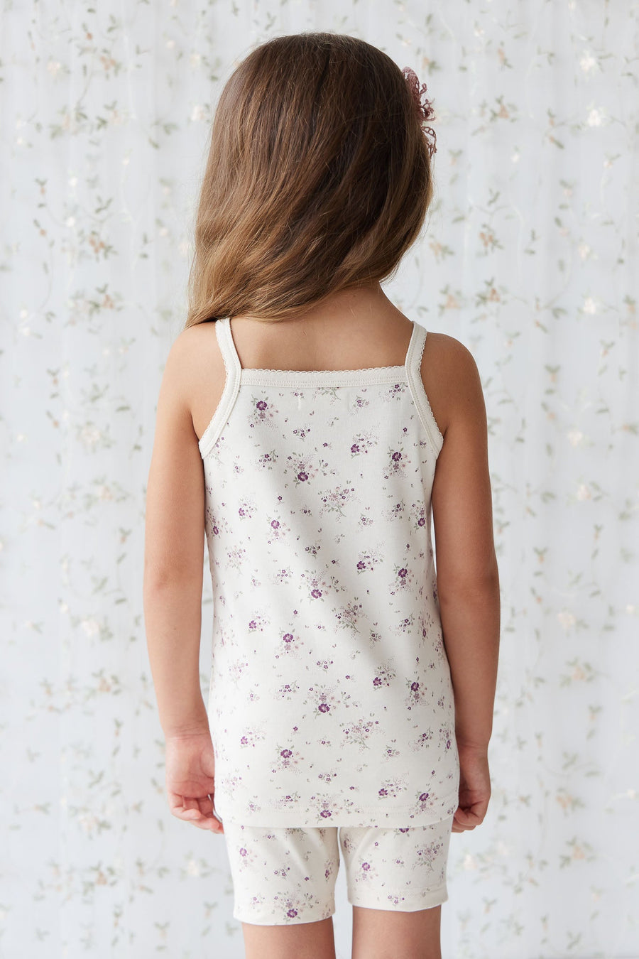 Organic Cotton Singlet - Sweet William Floral Natural Childrens Singlet from Jamie Kay USA