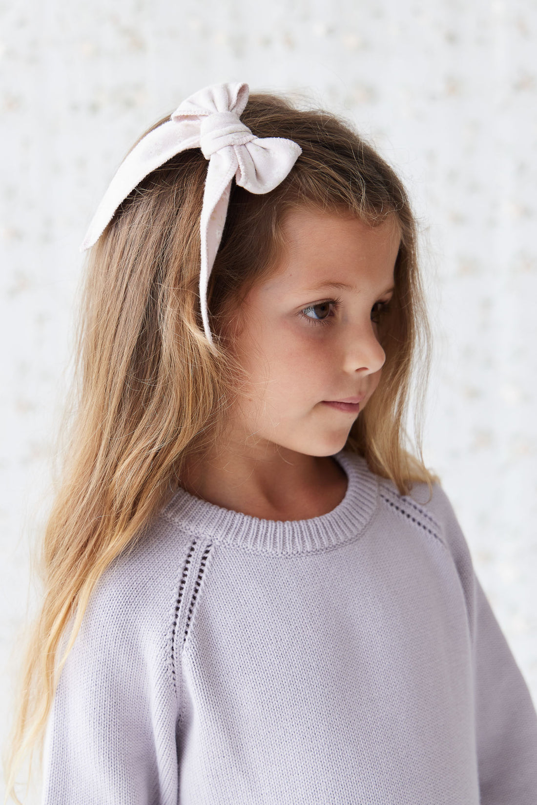 Organic Cotton Bow - Addie Lilac Childrens Hair Bow from Jamie Kay USA