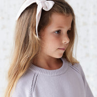 Organic Cotton Bow - Addie Lilac Childrens Hair Bow from Jamie Kay USA