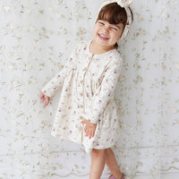 Organic Cotton Poppy Dress - Sweet William Floral Natural Childrens Dress from Jamie Kay USA