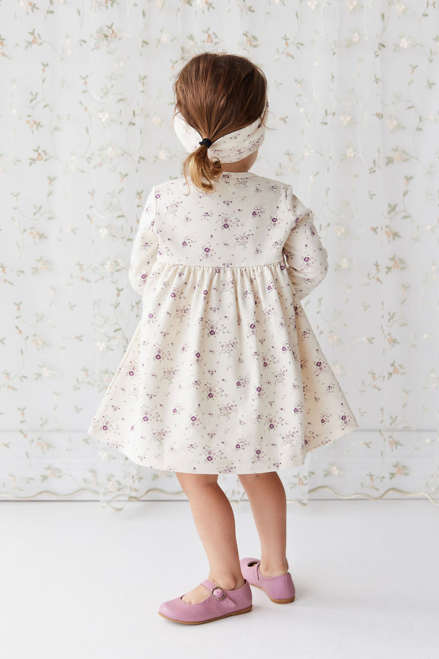 Organic Cotton Poppy Dress - Sweet William Floral Natural Childrens Dress from Jamie Kay USA