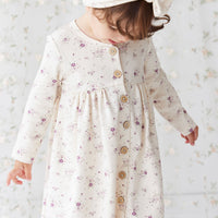 Organic Cotton Poppy Dress - Sweet William Floral Natural Childrens Dress from Jamie Kay USA