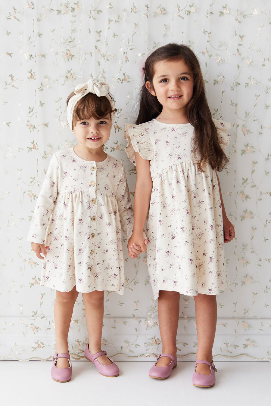 Organic Cotton Poppy Dress - Sweet William Floral Natural Childrens Dress from Jamie Kay USA