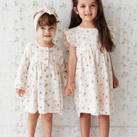 Organic Cotton Ada Dress - Sweet William Floral Natural Childrens Dress from Jamie Kay USA