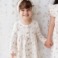 Organic Cotton Poppy Dress - Sweet William Floral Natural Childrens Dress from Jamie Kay USA