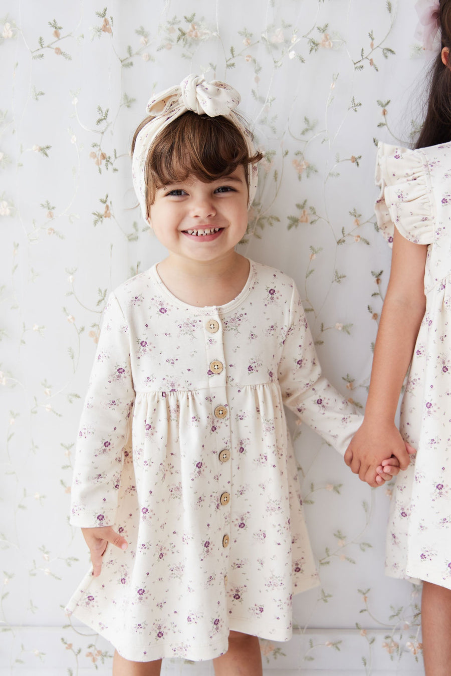 Organic Cotton Poppy Dress - Sweet William Floral Natural Childrens Dress from Jamie Kay USA