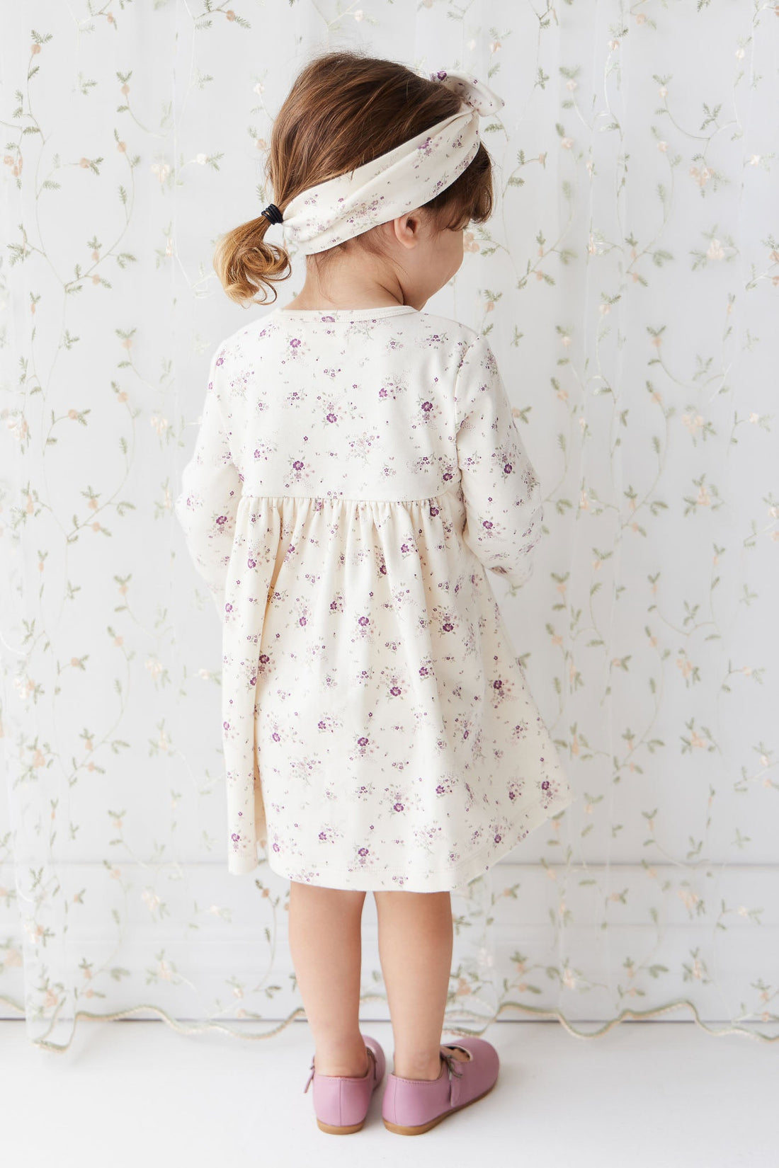 Organic Cotton Poppy Dress - Sweet William Floral Natural Childrens Dress from Jamie Kay USA