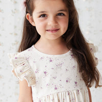 Organic Cotton Ada Dress - Sweet William Floral Natural Childrens Dress from Jamie Kay USA