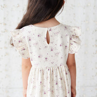 Organic Cotton Ada Dress - Sweet William Floral Natural Childrens Dress from Jamie Kay USA