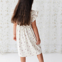 Organic Cotton Ada Dress - Sweet William Floral Natural Childrens Dress from Jamie Kay USA