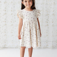 Organic Cotton Ada Dress - Sweet William Floral Natural Childrens Dress from Jamie Kay USA