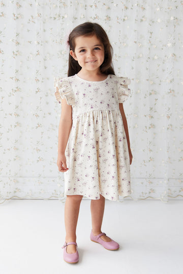 Organic Cotton Ada Dress - Sweet William Floral Natural Childrens Dress from Jamie Kay USA