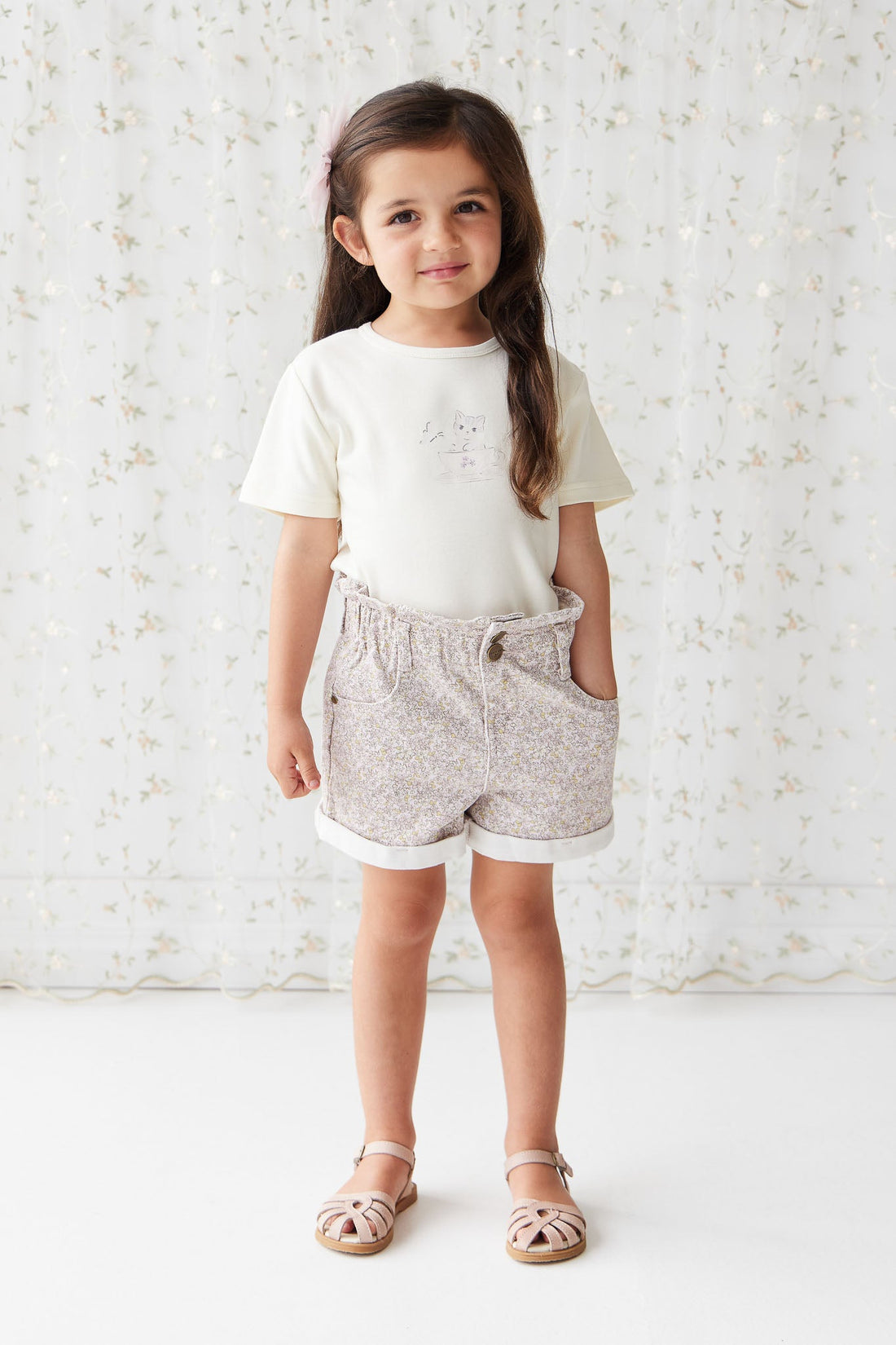 Grace Cotton Twill Short - Chloe Lilac Childrens Short from Jamie Kay USA