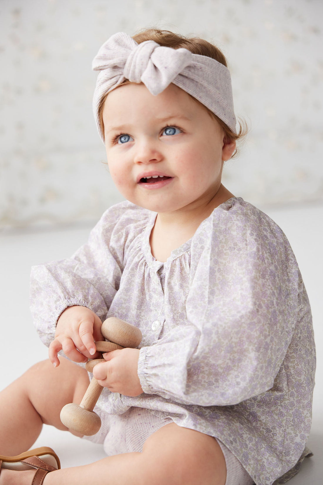 Organic Cotton Fine Rib Lilian Headband - Lavender Fleck Childrens Headband from Jamie Kay USA