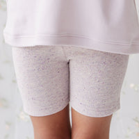 Organic Cotton Fine Rib Elisa Bike Short - Lavender Fleck Childrens Short from Jamie Kay USA