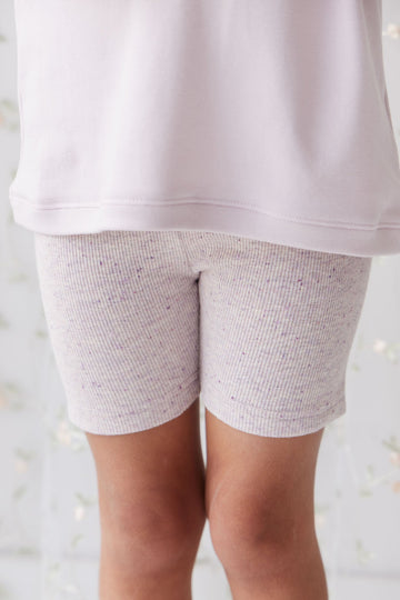 Organic Cotton Fine Rib Elisa Bike Short - Lavender Fleck Childrens Short from Jamie Kay USA