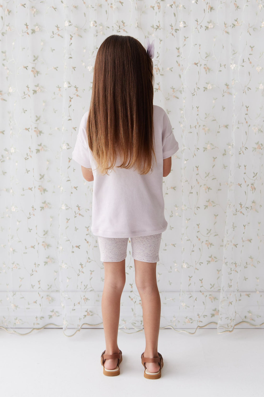 Organic Cotton Fine Rib Elisa Bike Short - Lavender Fleck Childrens Short from Jamie Kay USA