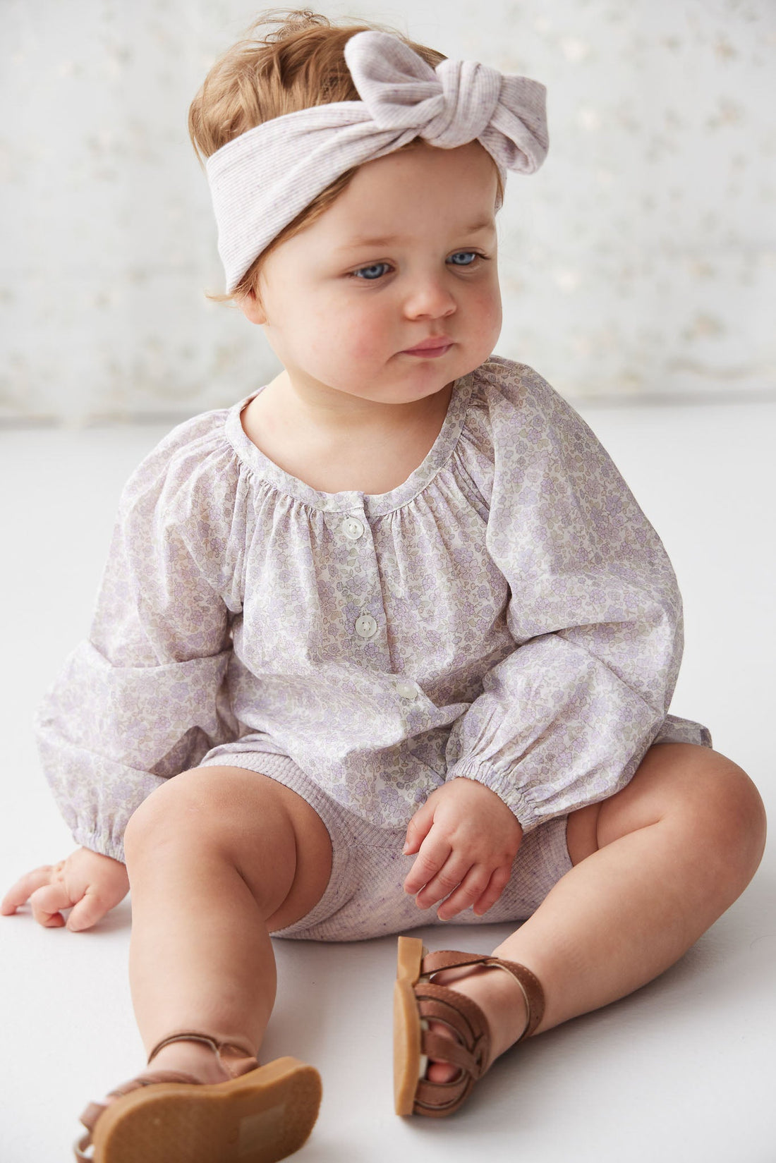 Organic Cotton Fine Rib Lilian Headband - Lavender Fleck Childrens Headband from Jamie Kay USA