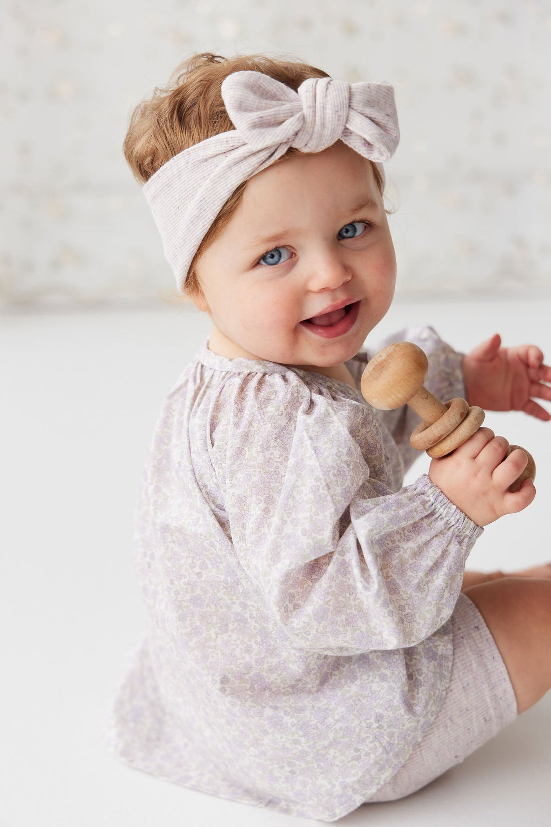 Organic Cotton Fine Rib Lilian Headband - Lavender Fleck Childrens Headband from Jamie Kay USA