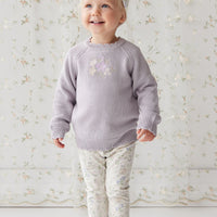 Organic Cotton Everyday Legging - Moons Garden Lavender Childrens Legging from Jamie Kay USA