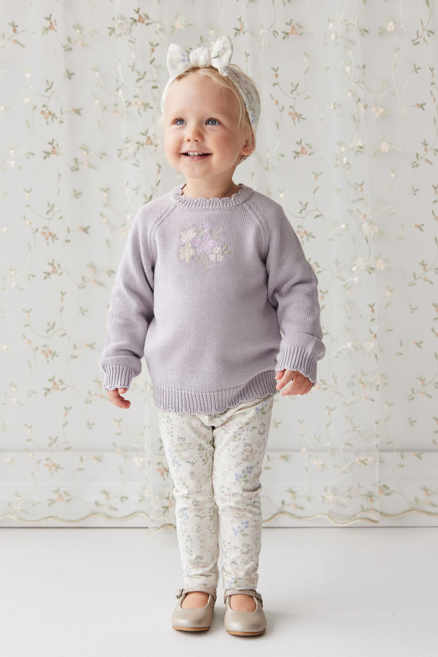 Audrey Knitted Jumper - Starling Goldie Bouquet Childrens Jumper from Jamie Kay USA