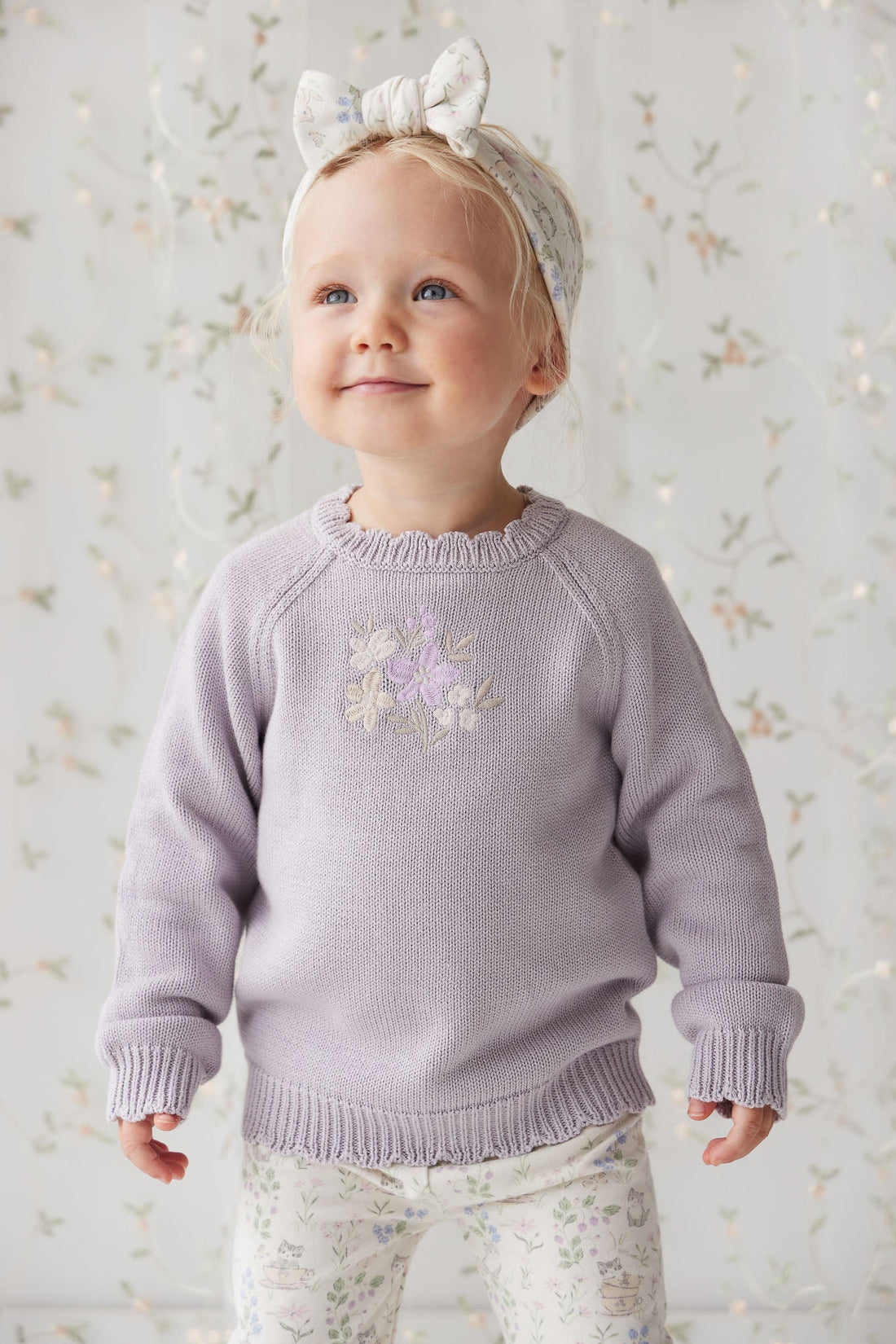 Audrey Knitted Jumper - Starling Goldie Bouquet Childrens Jumper from Jamie Kay USA