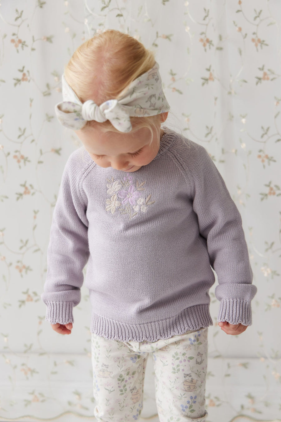 Audrey Knitted Jumper - Starling Goldie Bouquet Childrens Jumper from Jamie Kay USA