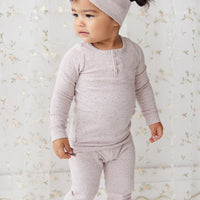 Organic Cotton Fine Rib Legging - Lavender Fleck Childrens Legging from Jamie Kay USA