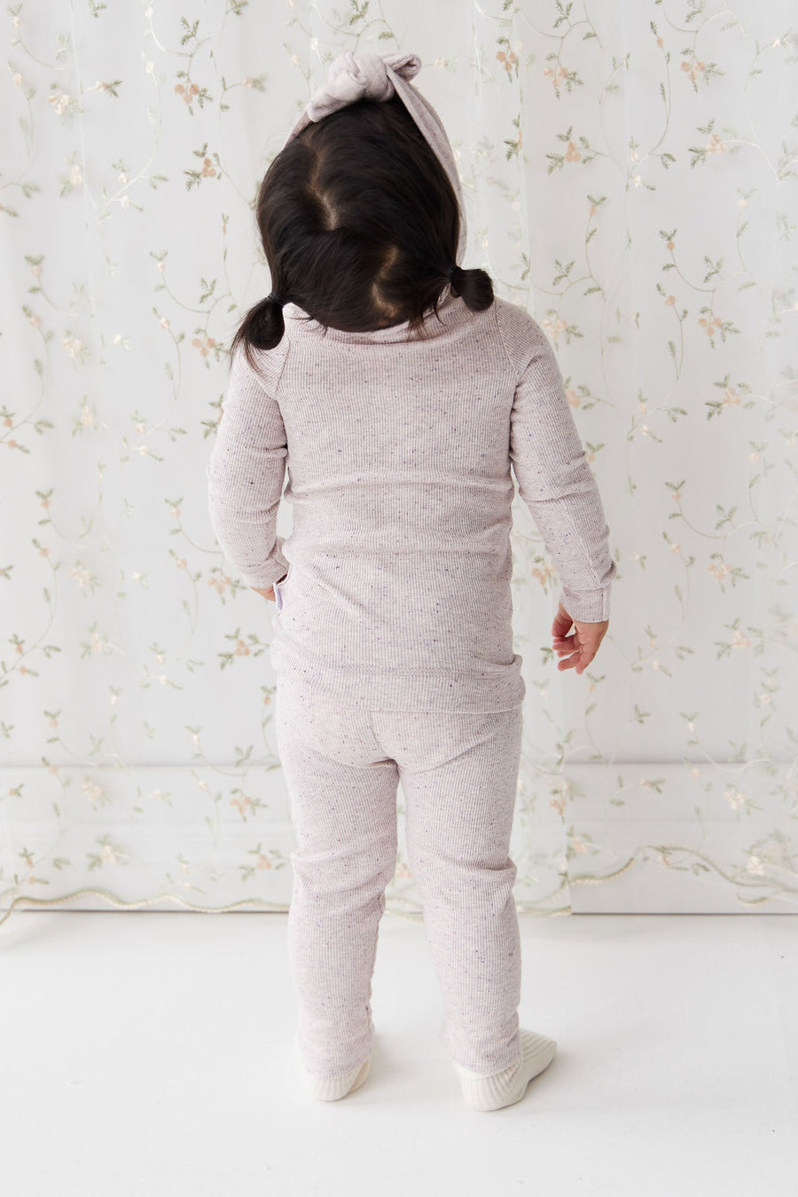 Organic Cotton Fine Rib Legging - Lavender Fleck Childrens Legging from Jamie Kay USA