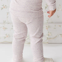 Organic Cotton Fine Rib Legging - Lavender Fleck Childrens Legging from Jamie Kay USA