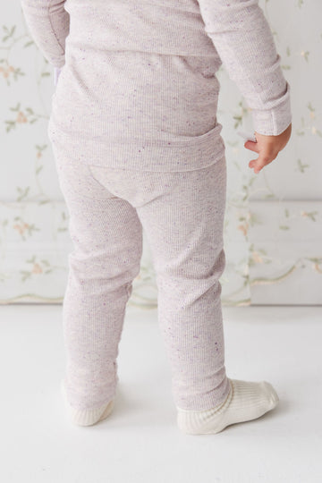 Organic Cotton Fine Rib Legging - Lavender Fleck Childrens Legging from Jamie Kay USA