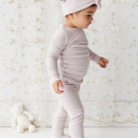 Organic Cotton Fine Rib Legging - Lavender Fleck Childrens Legging from Jamie Kay USA